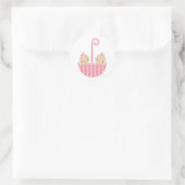 Tweeling in Paraplu Ronde Sticker (Tas)