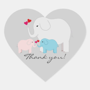 Tweeling Jongen en Meisje Olifant Dank U Stickers