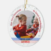 Tweeling Jongen Meisje 1e Kerstmis Groot-grootoude Keramisch Ornament (Links)