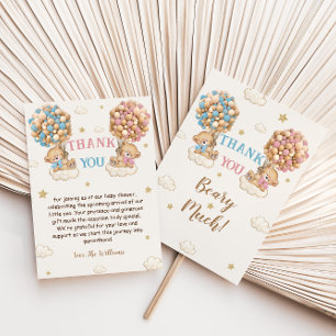 Tweeling Jongen Meisje Baby Shower Pastel Blauw Be Bedankkaart