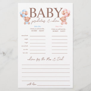 Tweeling Jongen Meisje Voorspellingen Baby Shower Flyer