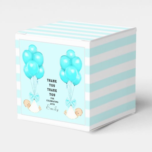Tweeling Jongens Baby Shower Bedankdoosjes (Voorkant Zijde)