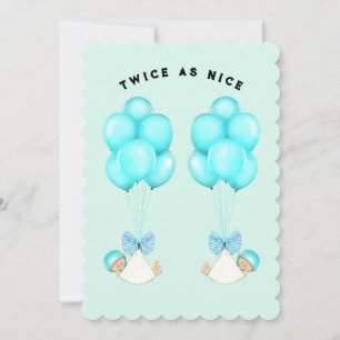 Tweeling Jongens Baby Shower Kaart