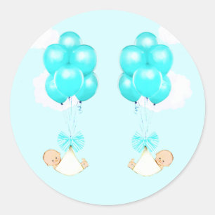 Tweeling Jongens Baby Shower Ronde Sticker