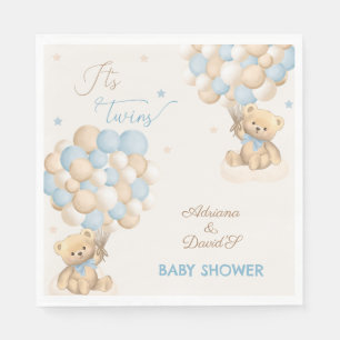 Tweeling Jongens Blauwe Beer Ballonnen Baby Shower Servet