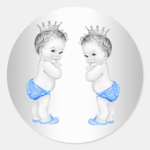 Tweeling Jongens Blauwe Prins Baby Shower Stickers