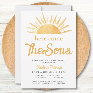 Tweeling Jongens Hier komen de Zonen Baby Shower Kaart