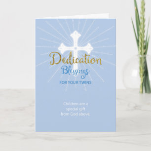 Tweeling Jongens Inwijding Zegen Blauw en Goud Kaart