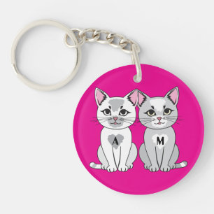 Tweeling kat sleutelhanger