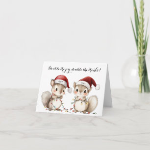Tweeling Kerstverlichting Baby Shower Bedankkaart