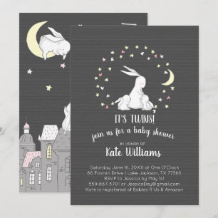 Tweeling Little Bunny Baby Shower Uitnodiging