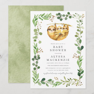 Tweeling Luiaard Baby Shower Uitnodiging