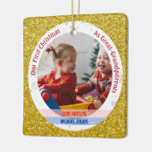 Tweeling Meisje Jongen 1e Kerstmis Groot-grootoude Keramisch Ornament (Links)