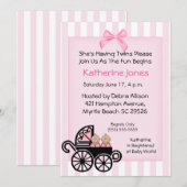 Tweeling Meisjes Baby Douche uitnodigingen (Voorkant / Achterkant)