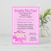 Tweeling Meisjes Baby Douche uitnodigingen (Staand voorkant)