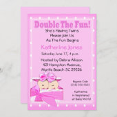 Tweeling Meisjes Baby Douche uitnodigingen (Voorkant / Achterkant)