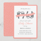 Tweeling Meisjes Koppels Roze Perzik Douche Baby s Kaart (Voorkant / Achterkant)