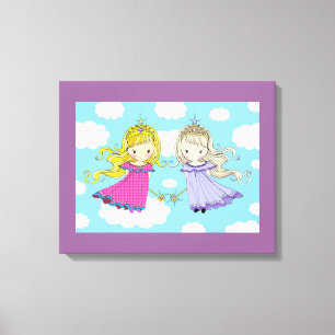 Tweeling Meisjes Kunst voor Kinderkamer Ingepakt C Canvas Afdruk