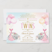 Tweeling Meisjes Olifant Virtual Baby shower per M Kaart (Voorkant)