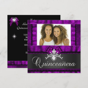 Tweeling Meisjes Paarse Quinceanera 15e Verjaardag Kaart