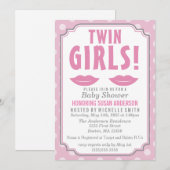 Tweeling meisjes! uitnodiging tot baby shower (Voorkant / Achterkant)