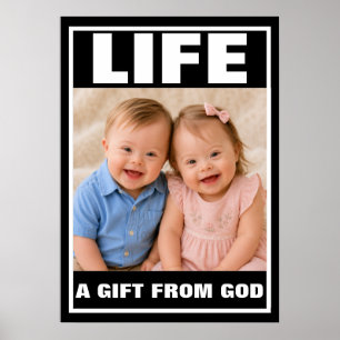 Tweeling met downsyndroom jongen en meisje poster