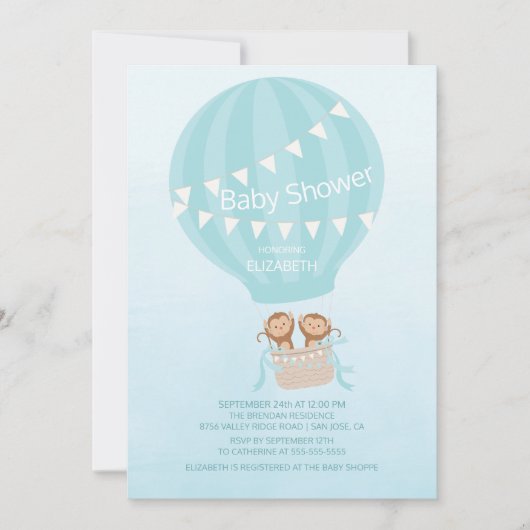 Tweeling! Monkey Twin Boys Baby shower Uitnodiging (Voorkant)