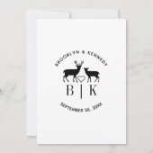 Tweeling Naam Hert Monogram Landelijke Bruiloft Kaart (Achterkant)