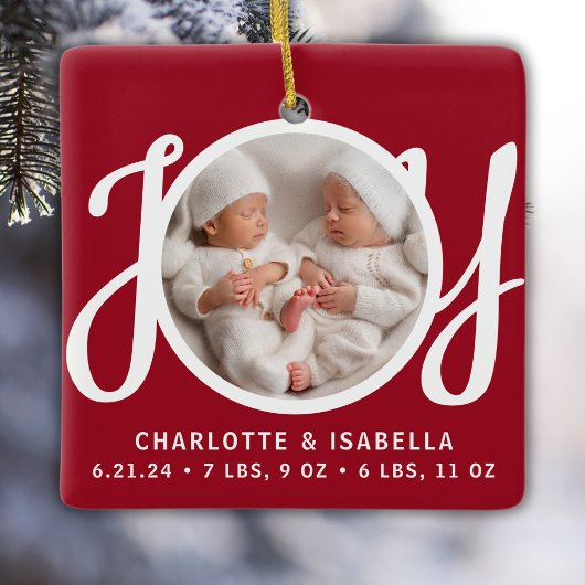 Tweeling Namen Geboorte Stats Foto Red Keepsake Keramisch Ornament
