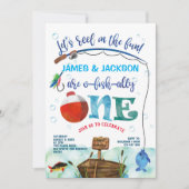 Tweeling O-vis-ally Kleine Visser 1e verjaardag Kaart (Voorkant)