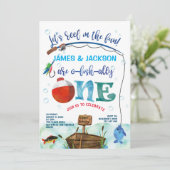 Tweeling O-vis-ally Kleine Visser 1e verjaardag Kaart (Staand voorkant)