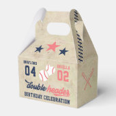 Tweeling of broer of zus Baseball Double Header Ve Bedankdoosjes (Voorkant Zijde)