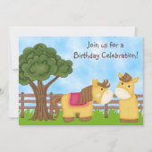 Tweeling Paard Verjaardag Uitnodigen ~ Tweeling Me Kaart (Voorkant)