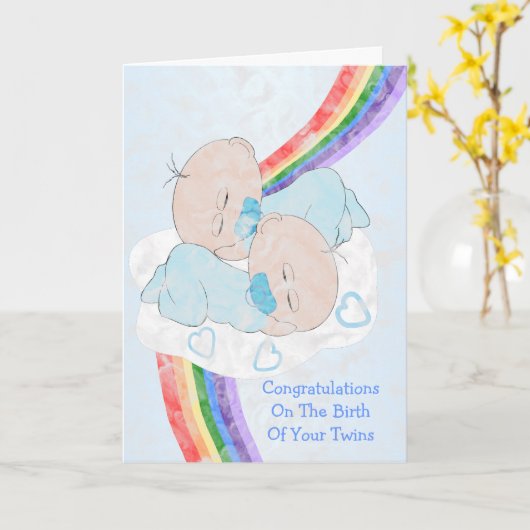 Tweeling pasgeborene kaart (Gele Bloem)