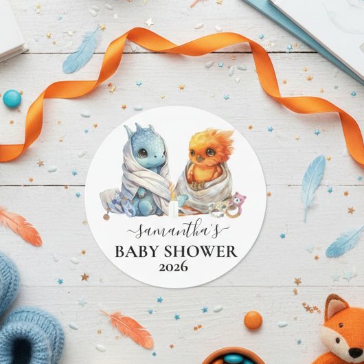 Tweeling Phoenix Draak Fantasy Magisch Ronde Sticker