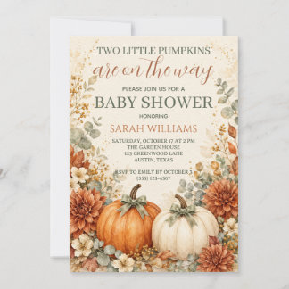 Tweeling Pompoen Baby Shower Kaart