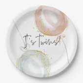 Tweeling Roze & Blauwe Ballon Geslacht onthullen Papieren Bordje (Voorkant)