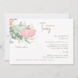 Tweeling Roze & Blauwe Kleine Pompoentjes Baby Sho Kaart