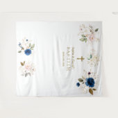 Tweeling Roze Blush Bloemen Doop Foto Prop Wandkleed (Voorkant (horizontaal))