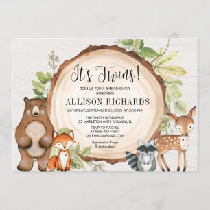 Tweeling rustieke bosgrond genderneutraal baby sho kaart