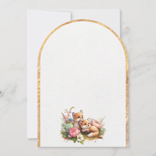 Tweeling! Schattigee Baby Foxes Spring Baby shower Kaart (Achterkant)