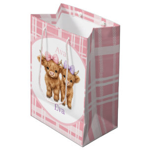 Tweeling Schotse Hoogland Koeien Meisjes Verjaarda Medium Cadeauzakje