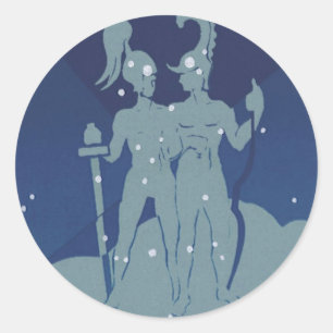 Tweeling Sterrenbeeld Vintage Zodiac Astrologie Ronde Sticker