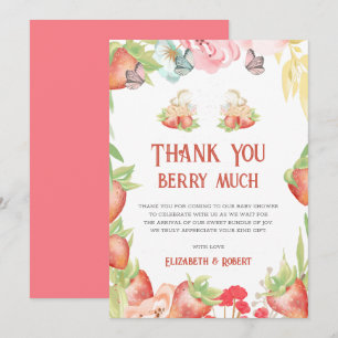 Tweeling Strawberry Berry Sweet Baby Shower Bedank Bedankkaart