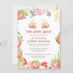 Tweeling Strawberry Berry Sweet Baby Shower Kaart