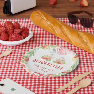 Tweeling Strawberry Berry Sweet Baby Shower Papieren Bordje
