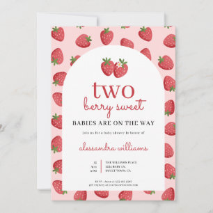 Tweeling Strawberry Berry Zoete Baby Shower Kaart