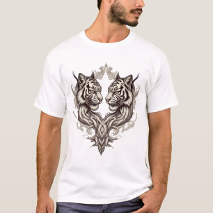 Tweeling Tijger Tatoeage – Symmetrisch Heilig Ontw T-shirt