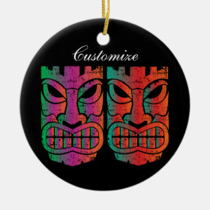 Tweeling Tiki Beeldhouwwerk Thunder_Cove Keramisch Ornament