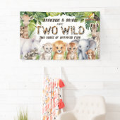 Tweeling Twee wilde Oerwoud Dier 2e verjaardag Ach Spandoek (Insitu)
